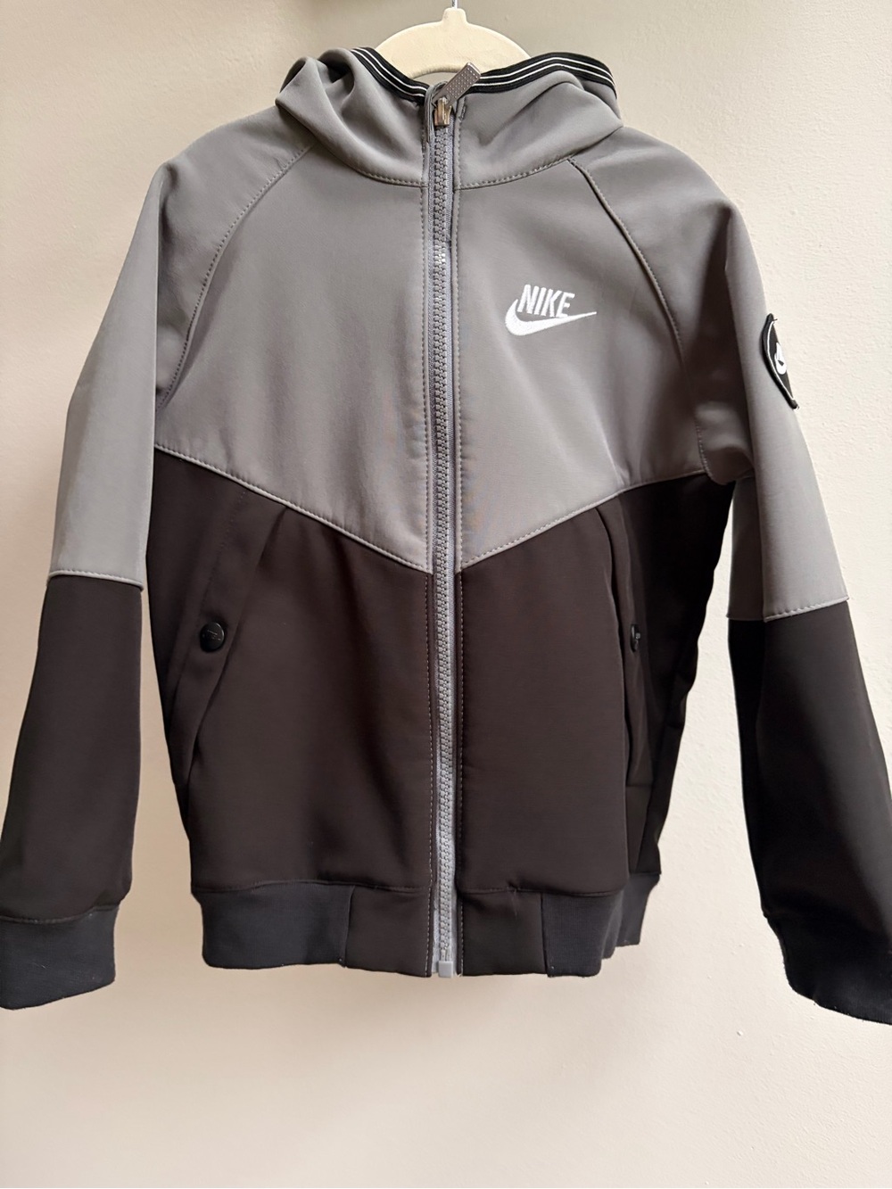 Nike Kids' Gray and Black Hooded Zip Jacket